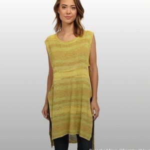 Free People Always Sunny Days Light Knit Woven Sweater Tunic Yellow Size Large